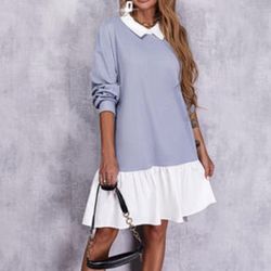 Nwt! Lavish Luxury Periwinkle Blue Shirt Dress.  Small