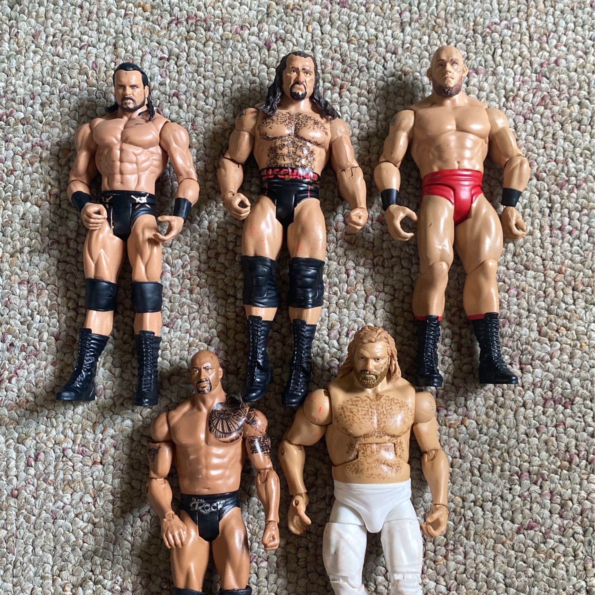 WWE Action Figures Drew McIntyre, Rusev, Lars Sullivan, The Rock And Big John Stud