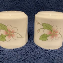 Vintage Wedgwood Hotelware Pink Floral Salt & Pepper Shakers Made In England 2” High in excellent condition 