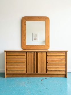 Vintage Oak Dresser & Mirror