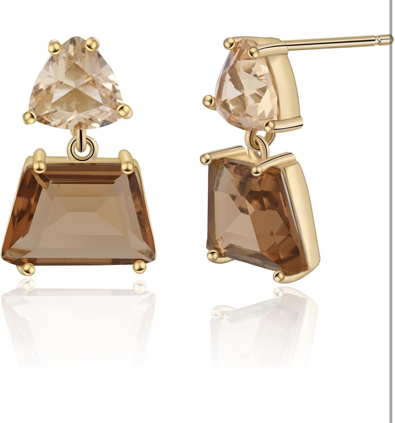 Small Hypoallergenic Brown Crystal Dangle Earrings for Women - Fashionable Amber Drops Ideal for Sensitive Ears