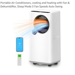 Portable Air Conditioners, cooling and heating with Fan & Dehumidifier, Sleep Mode 3 Fan Speeds Auto Swing