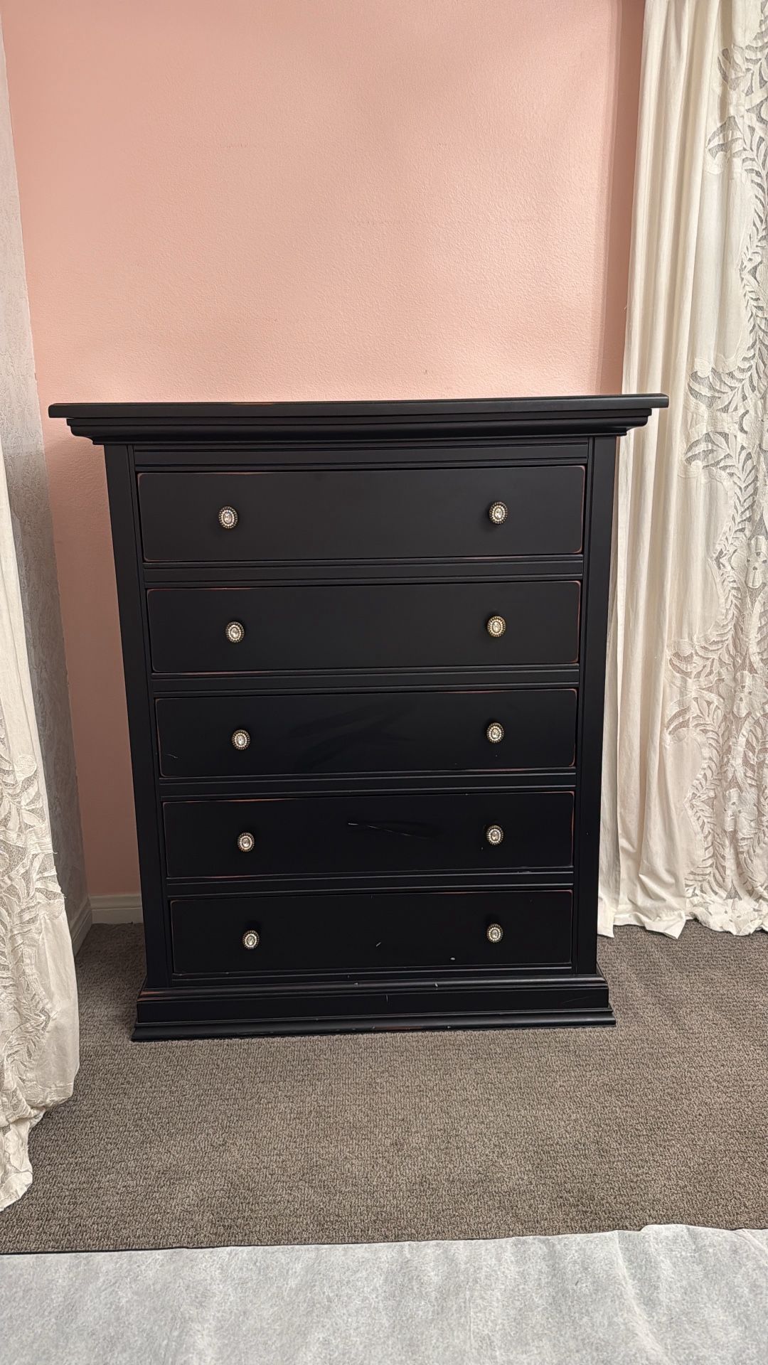 Black Vintage Style Dresser Chest