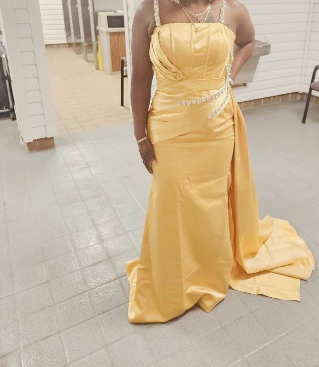 Beautiful  Rhinestones Mustard Golden dress!!