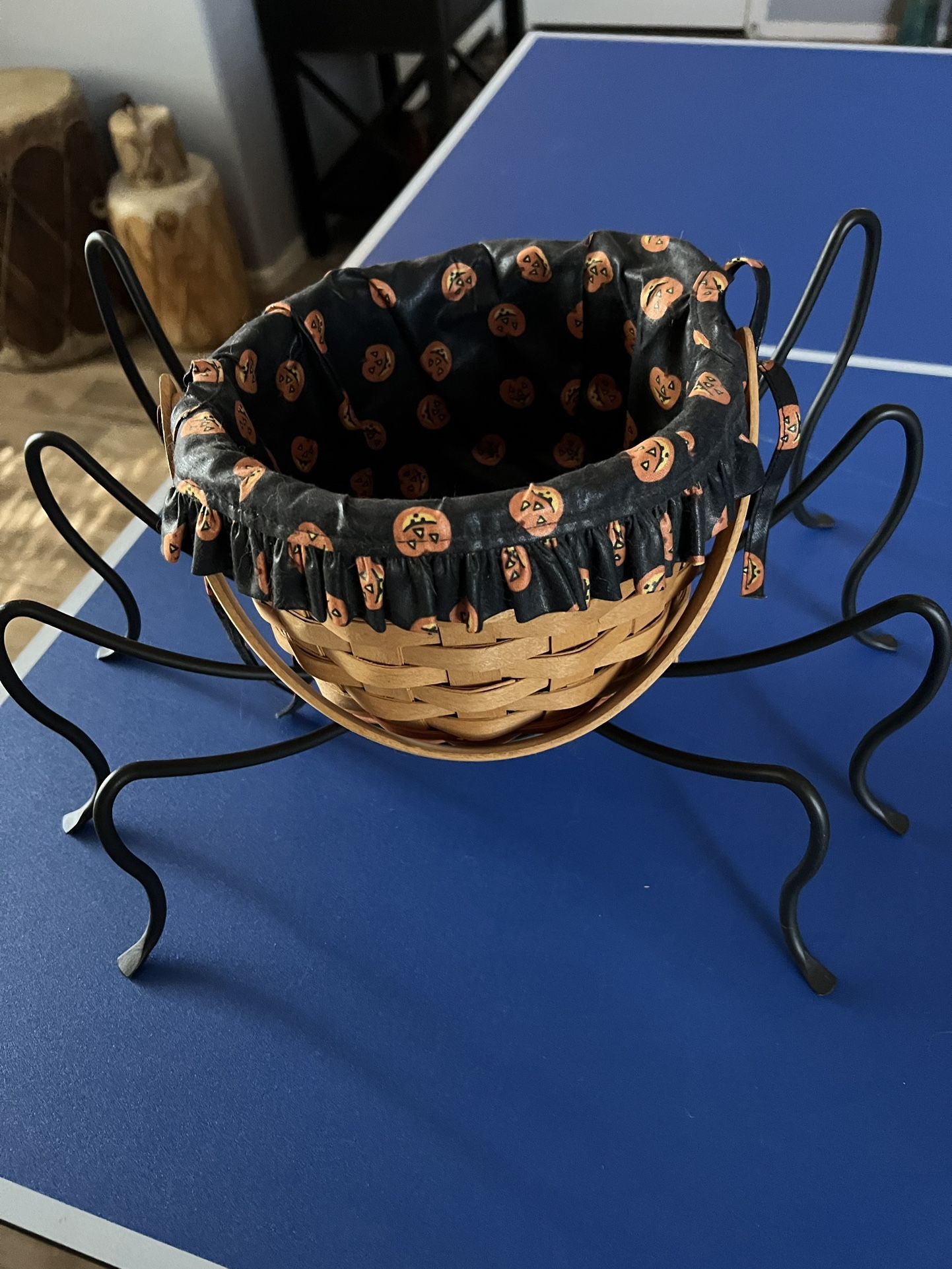 Longaberger Halloween Spider Basket with Wrought Iron Legs