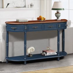 Varenna 52" Half-Moon Console Table with 2 Drawers and Open Shelf