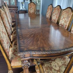 Dining Set . Solid Wood.10 Chairs Table 44"×108", China Cabinet