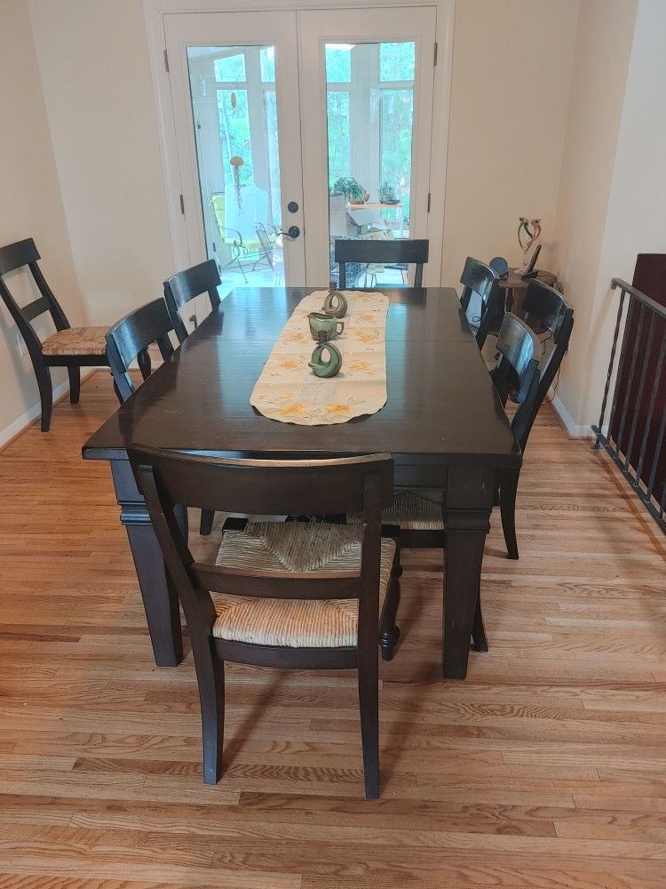 Pottery Barn Espresso Color Dining Set With 8 Chairs