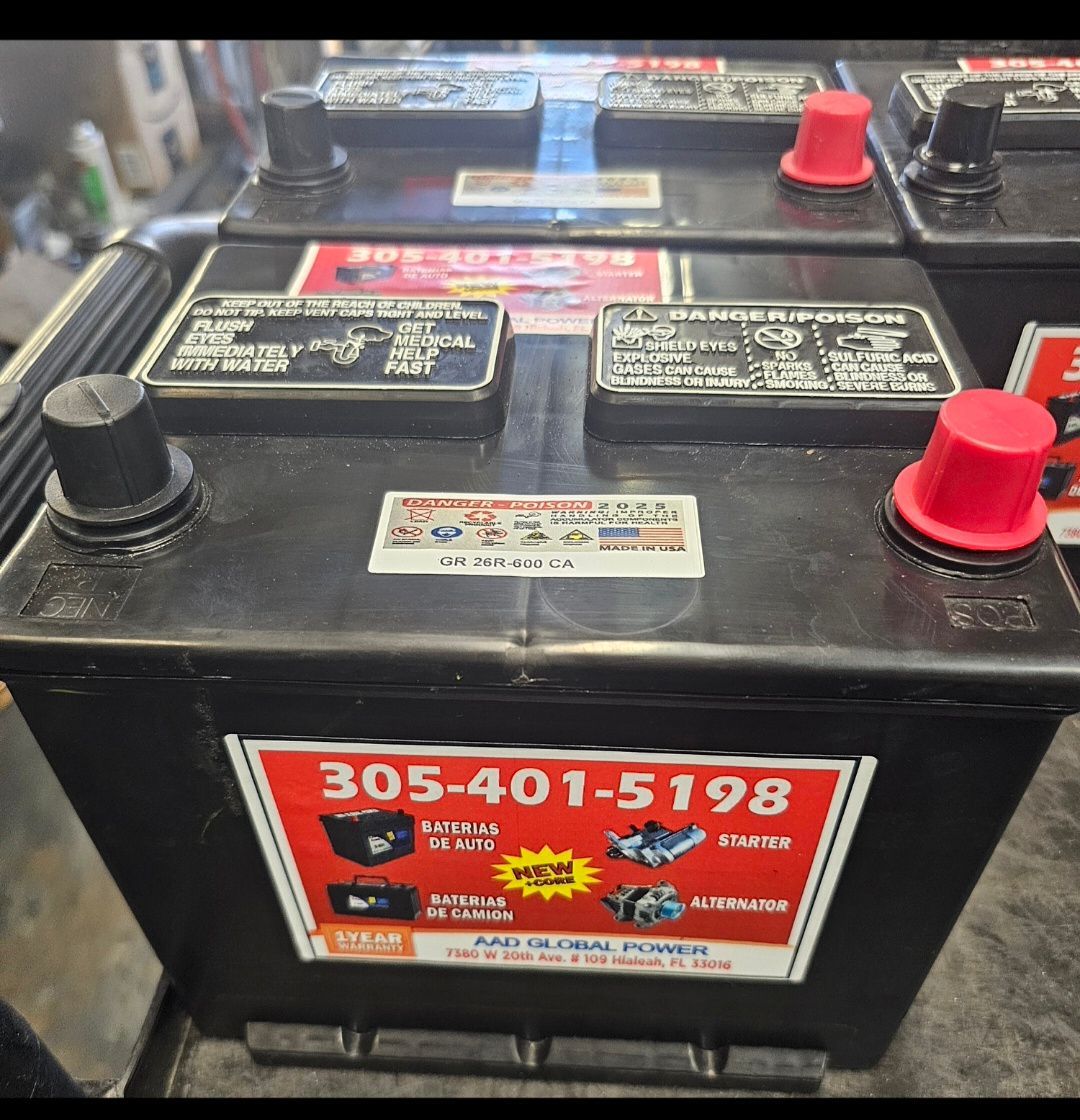 From group-26R, new battery for car, 1-year warranty