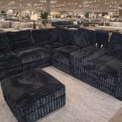 🛋️ NEW!! USB Sectional Corduroy Grey L Shapes Sofa STILL IN 📦 🛋️ 