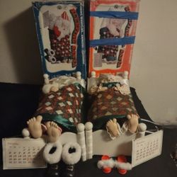 Collectible Mr And Mrs Claus In Original Boxes Sleeping Snoring Santa Will Not Separate