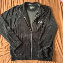 “Sean John Black Velour Zip-Up Jacket – Y2K Athleisure”