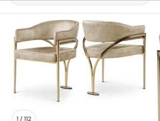 Madeline contemporary velvet dining chairs by Meridian Furniture in velvet and gold set of two