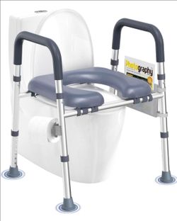 HOMLAND Raised Toilet Seat with Handles – Adjustable, Padded – New