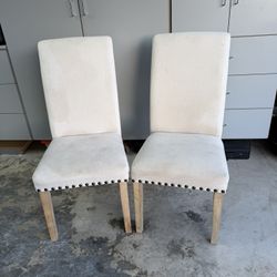 White Upholstered Dining Chairs (Set of 2)