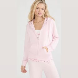 NEW Cherry&Bow Lined Full-Zip Light P!nk Hoodie M(6)Size