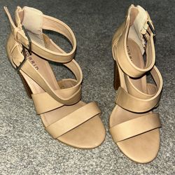 Torrid Nude Cross Strap Heels (Size 9)