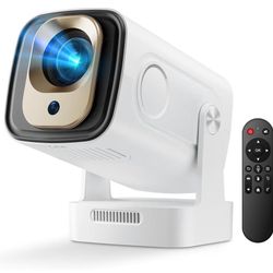 Projector - Auto Focus/Keystone, Native 1080P, 4K Support, Android 11, 200 ANSI, Short Throw, Air Mouse Remote, Ceiling & Wall Projection, Portable Mo