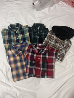 Kids Plaid Button-Down Shirts – Size 10–12 (Set of 5)