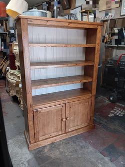 Pine distressed 2-door display cabinet