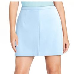 Baby Blue Faux Leather Seamed Mini Skirt