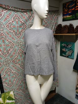 Wild Fable Grey Cotton Long Sleeve Tee, Size L