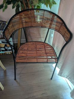 Wrought iron and bamboo accent chair