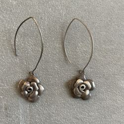 Vintage Silver Rose Earrings 925