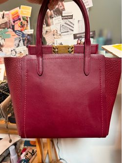 COACH 1941 Troupe Tote Bag | Red Leather Satchel Purse | Designer Handbag