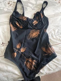 Small/med Black Floral One-Piece Swimsuit with cover up