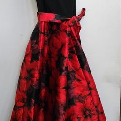 Alexa B. 18W Black Red Floral Sleeveless Dress