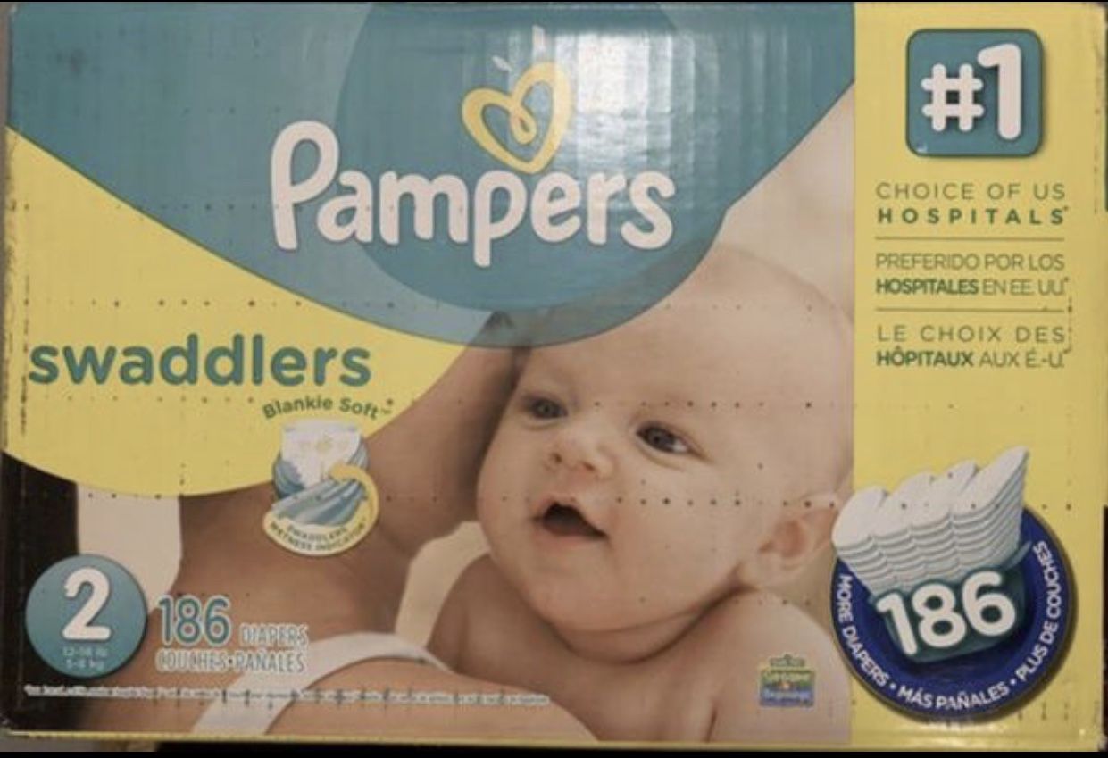 Pampers Swaddlers Diapers Sz 2 186 ct New