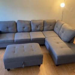 Living Room Sectional And Ottoman 