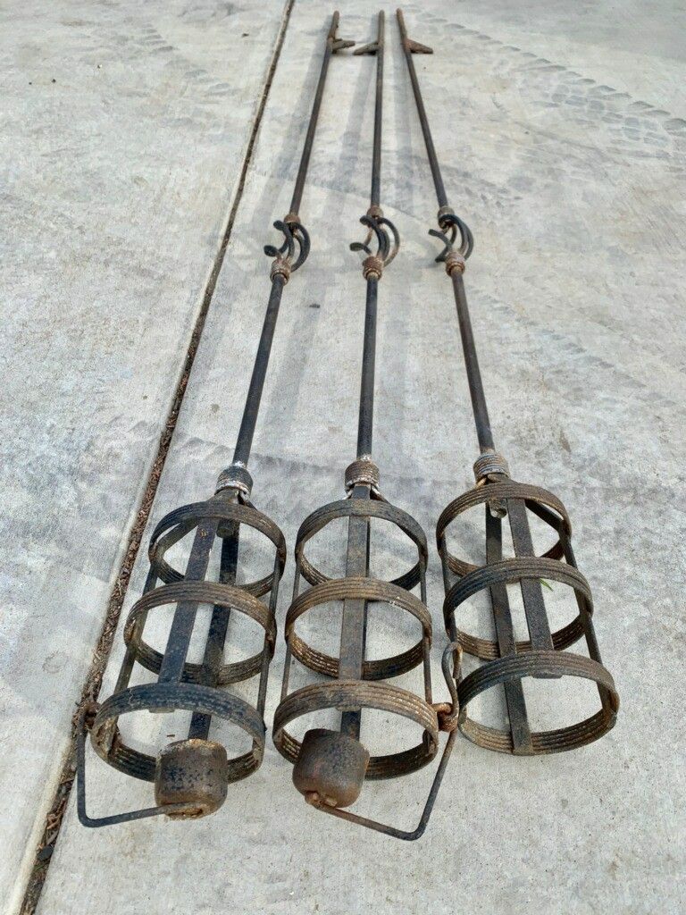 Antique CAST IRON TIKI TORCHES Patio Garden Outdoor Space
