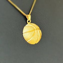Jewelry 14k solid yellow gold basketball ball Pendant charm