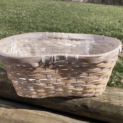 Whitewashed Wicker Planting Basket