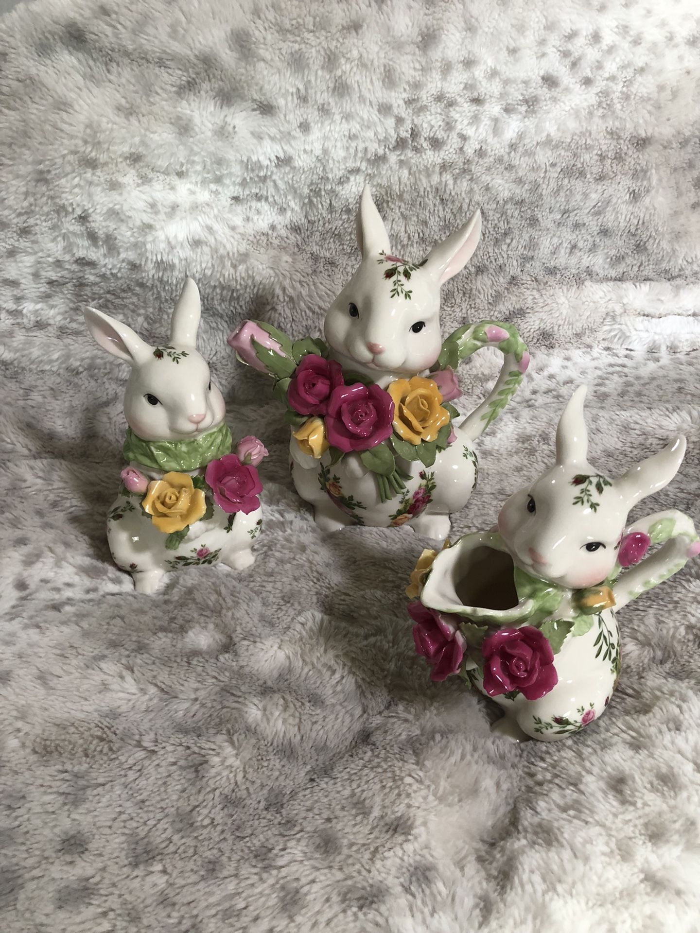 Royal Doulton Bunny Teapot Sugar And Creamer 