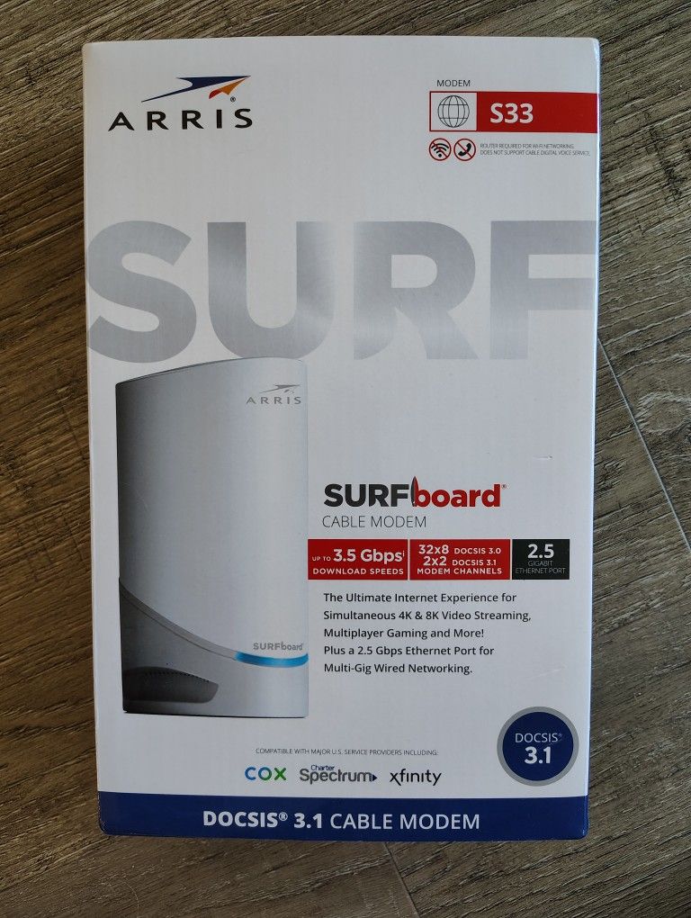 ARRIS SURFboard S33 Cable Modem, FACTORY SEALED