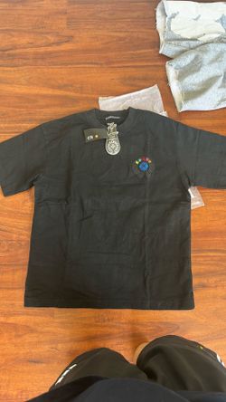 Black chrome tee with blue pendant size M