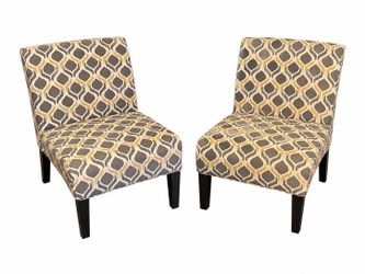 Pair of Modern Accent Chairs (yellow, white, and gray)