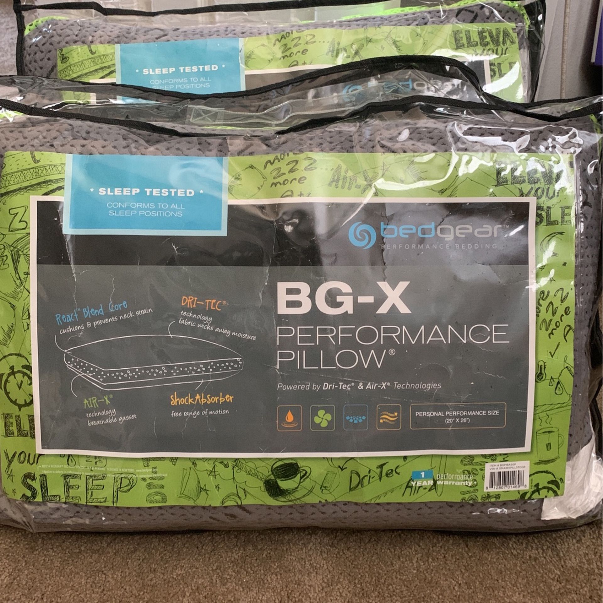 Bedgear Performance Pillows, NEW. Not Used .