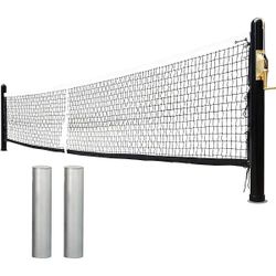 Pro-Grade In-Ground Pickleball Net w/ Brass Crank Handle Galvanized Steel Sleeves Tournament Regulation 