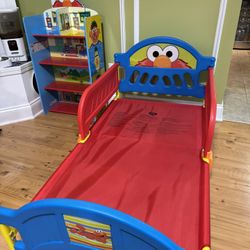 Toddler bed   PLUS matching shelf organizer