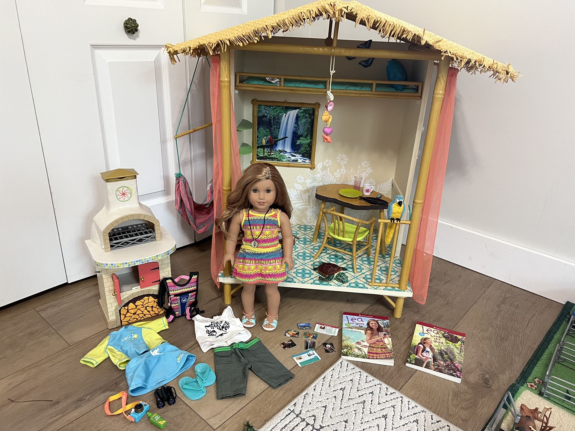American Girl Doll Lea and Hut With Accessories