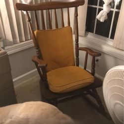 Made In USA Rocker Chair From The 80’s.  Class Hard Wood Rocking Chair .zconfortable, True To  Styles And A Treasure I An Struggling To Part With