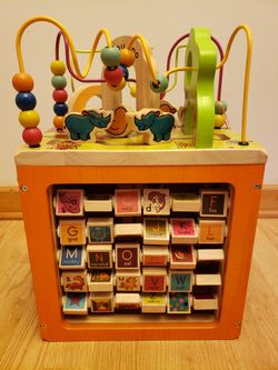 B. toys Zany Zoo Wooden Activity Cube
