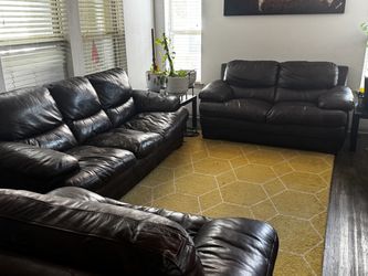 Dark Brown Leather Ashley Furniture Sofa Set