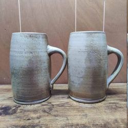 Vintage Stoneware Beer Mugs - Conner Prairie 1999 - BAKER BROS. - Set of 2