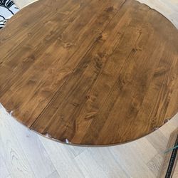 Solid Wood Round Dining Table w/ Pedestal Base – Expandable