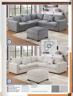 4-Piece Corduroy Sectional Sofa with Ottoman